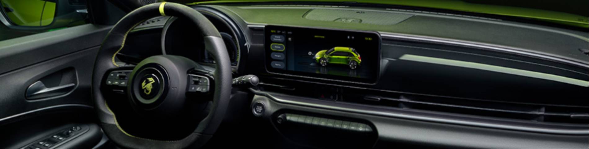 abarth 600e turismo steering wheel and dashboard