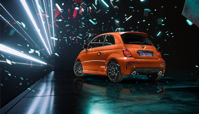 ABARTH 695 IN ORNAGE FROM THE REAR