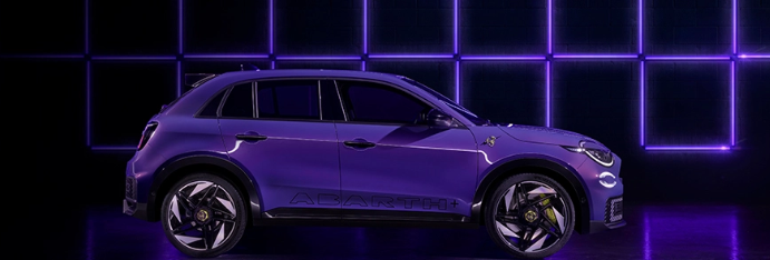 car parked on geometric background