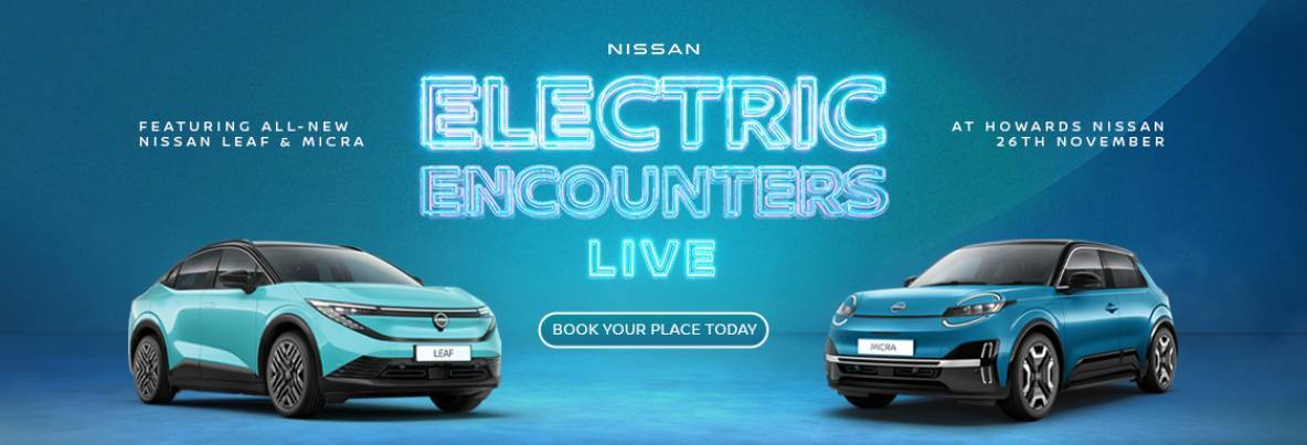 Nissan Leaf and Micra electric cars on display for Electric Encounters event.