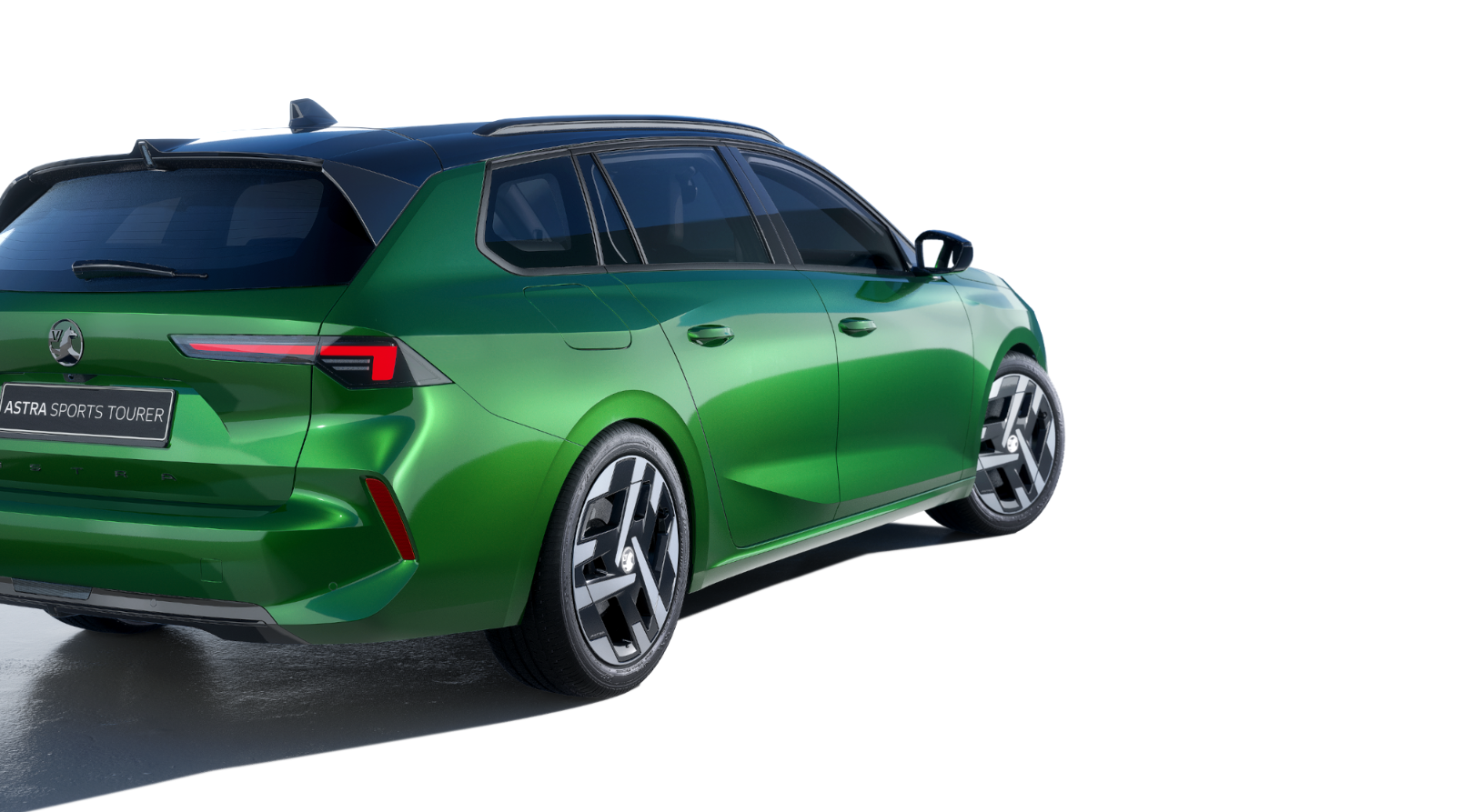 Green Vauxhall Astra Sports Tourer shown from a rear-side angle.