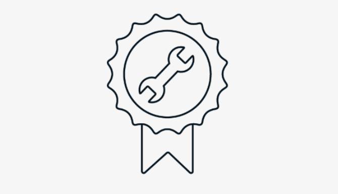 badge with a spanner in the middle icon