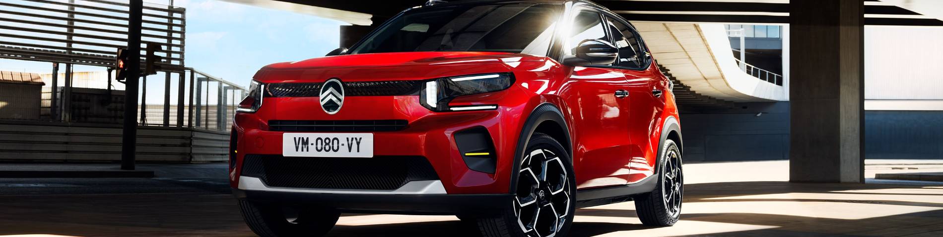 citroen c3 in red from front angle