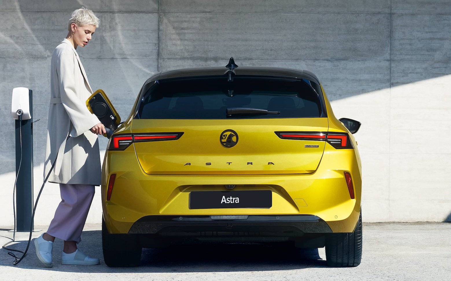 woman putting the car on charge