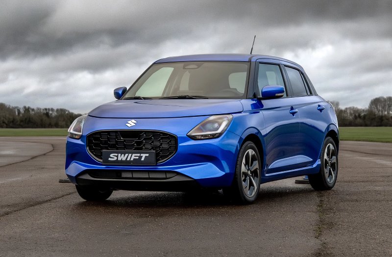blue car parked on airfield