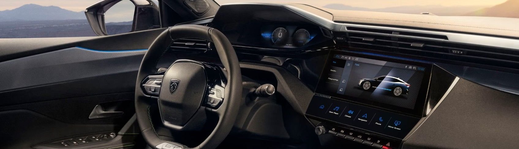 Full drivers cockpit in the 408 Hybrid