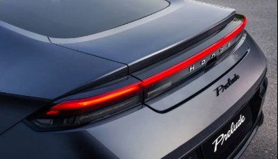 Rear view of a Honda Prelude with a red LED tail light.