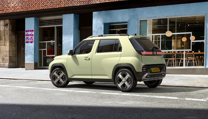 A compact SUV parked on a city street.