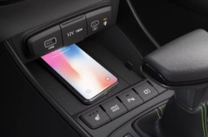 phone on charge in the wireless car