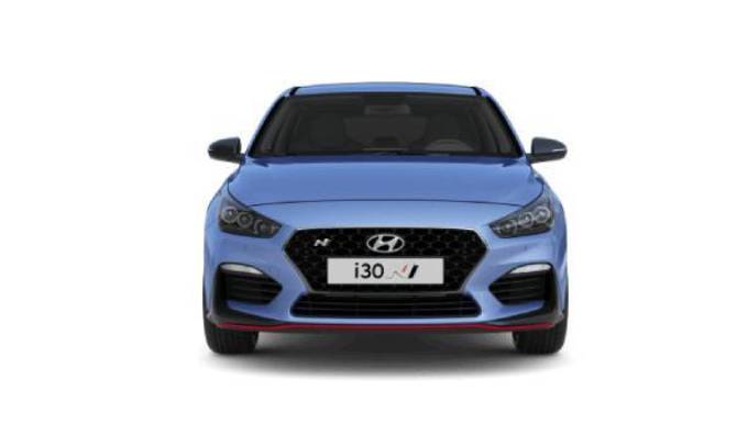 hyundai i30n front view with red detailed spoiler