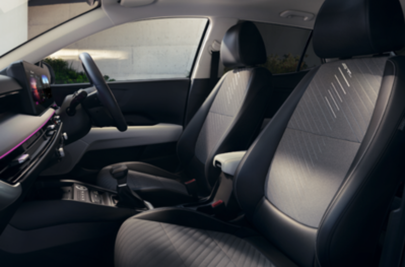 shot of the front two seats of the car