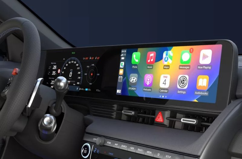 closeup of the touchscreen and console