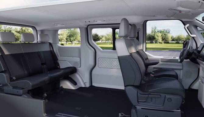 kia pv5 inside shot of wheelchair access seats