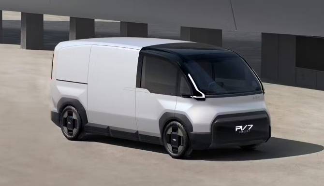 kia pv7 concept car in white on road