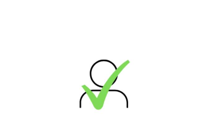 Icon of a stick figure with a green check mark overlaid.