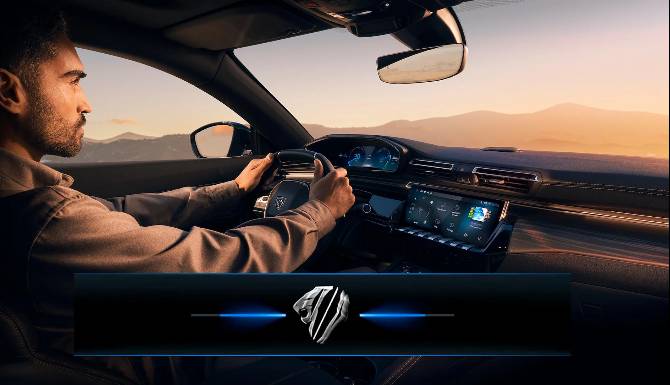 man driving Peugeot 508 SW