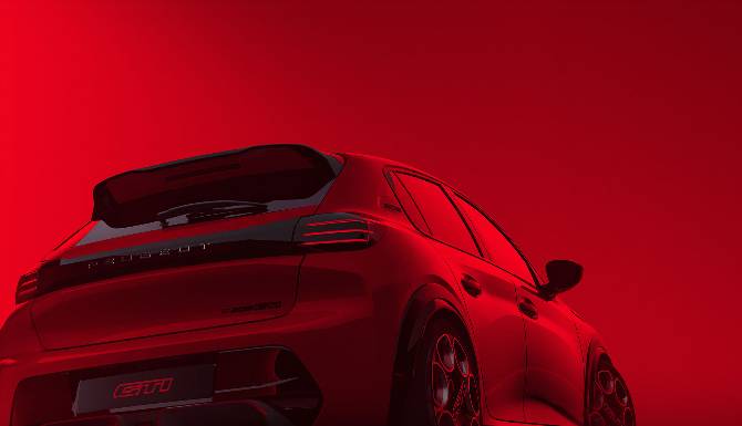 peugeot in red with red filter over image