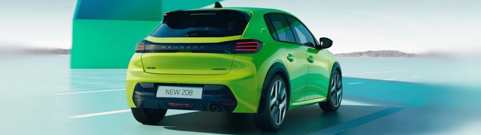 Rear of the 208 driving on a road