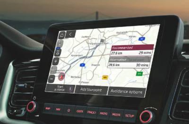 close-up of the sat nav