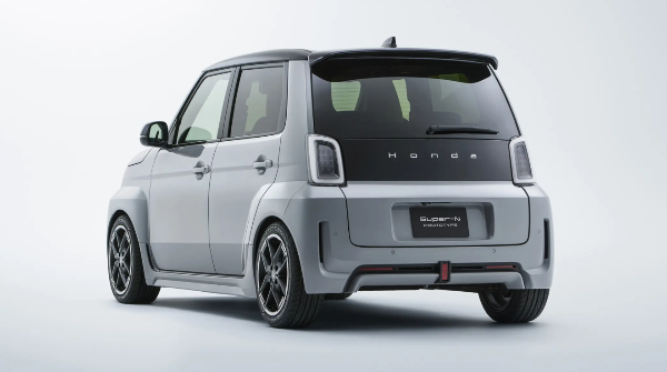 Rear view of a silver Honda Super-N prototype car.