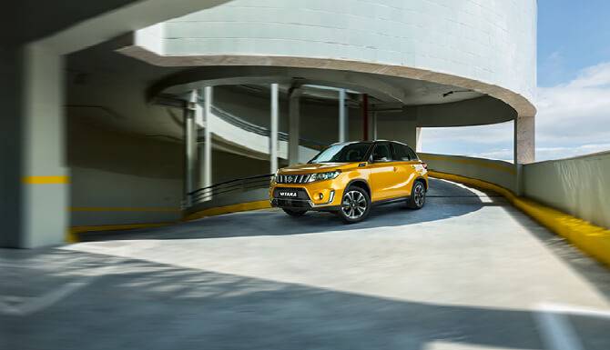 Suzuki Vitara On The Road Parking Lot Yellow Color