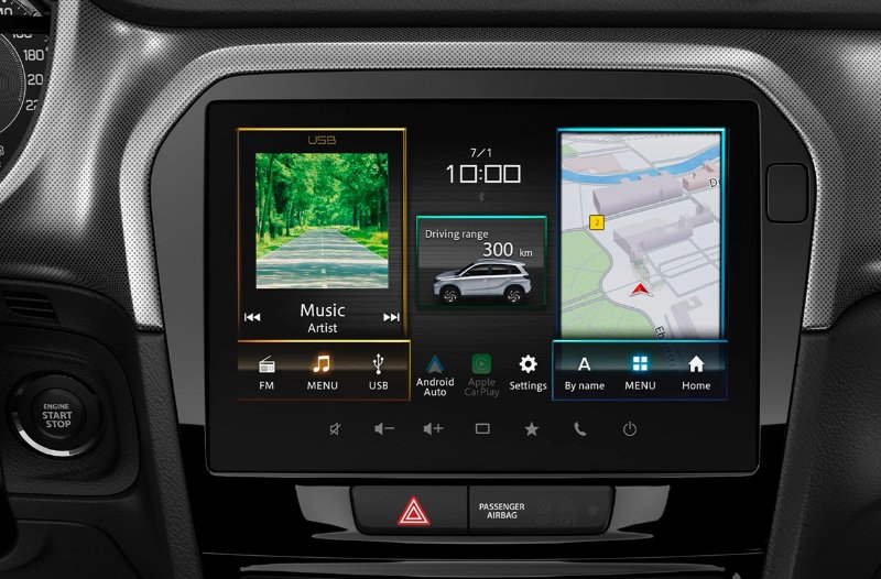 close-up of the touchscreen