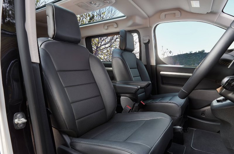 The front seats of the car